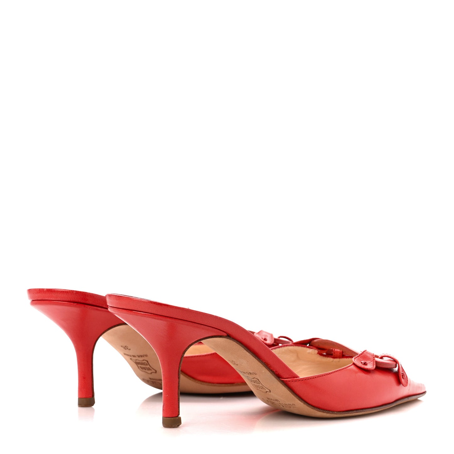 Calfskin Pointed Toe Mule Pumps 36 Coral