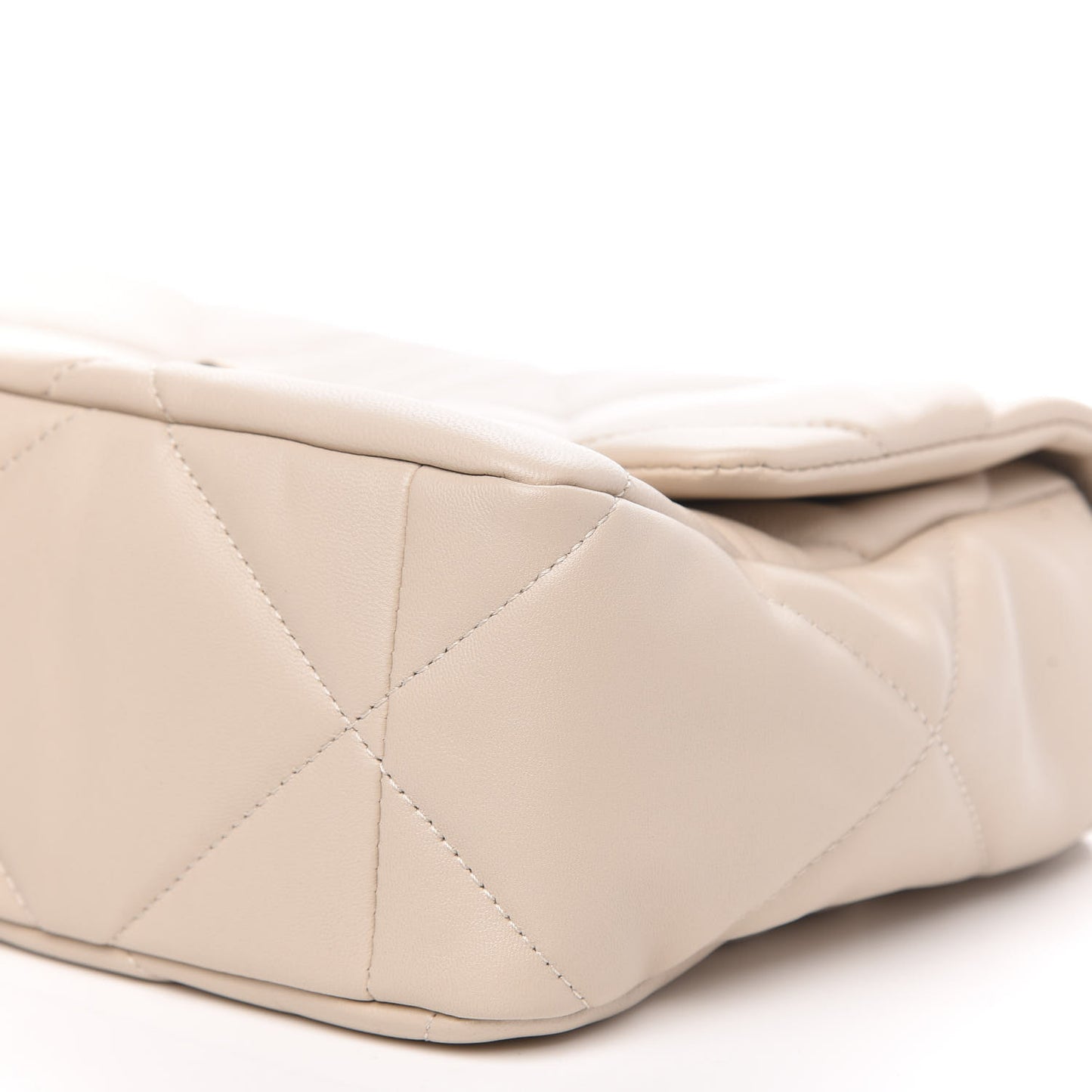 Goatskin Quilted Large 19 Flap Beige