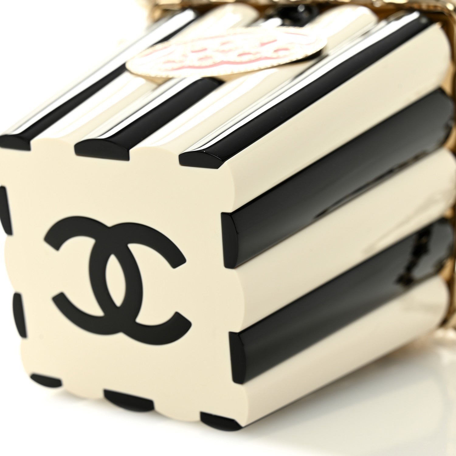 Chanel Resin Pearl Crystal Popcorn Bucket Minaudiere Black White Pink 11 of 12