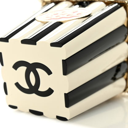 Chanel Resin Pearl Crystal Popcorn Bucket Minaudiere Black White Pink 11 of 12