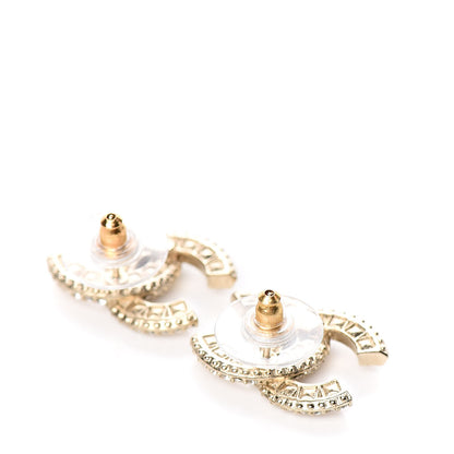 Chanel Crystal Timeless CC Earrings Light Gold 3 of 5
