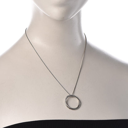 David Yurman Sterling Silver Diamond Crossover Circle Pendant Necklace 2 of 6