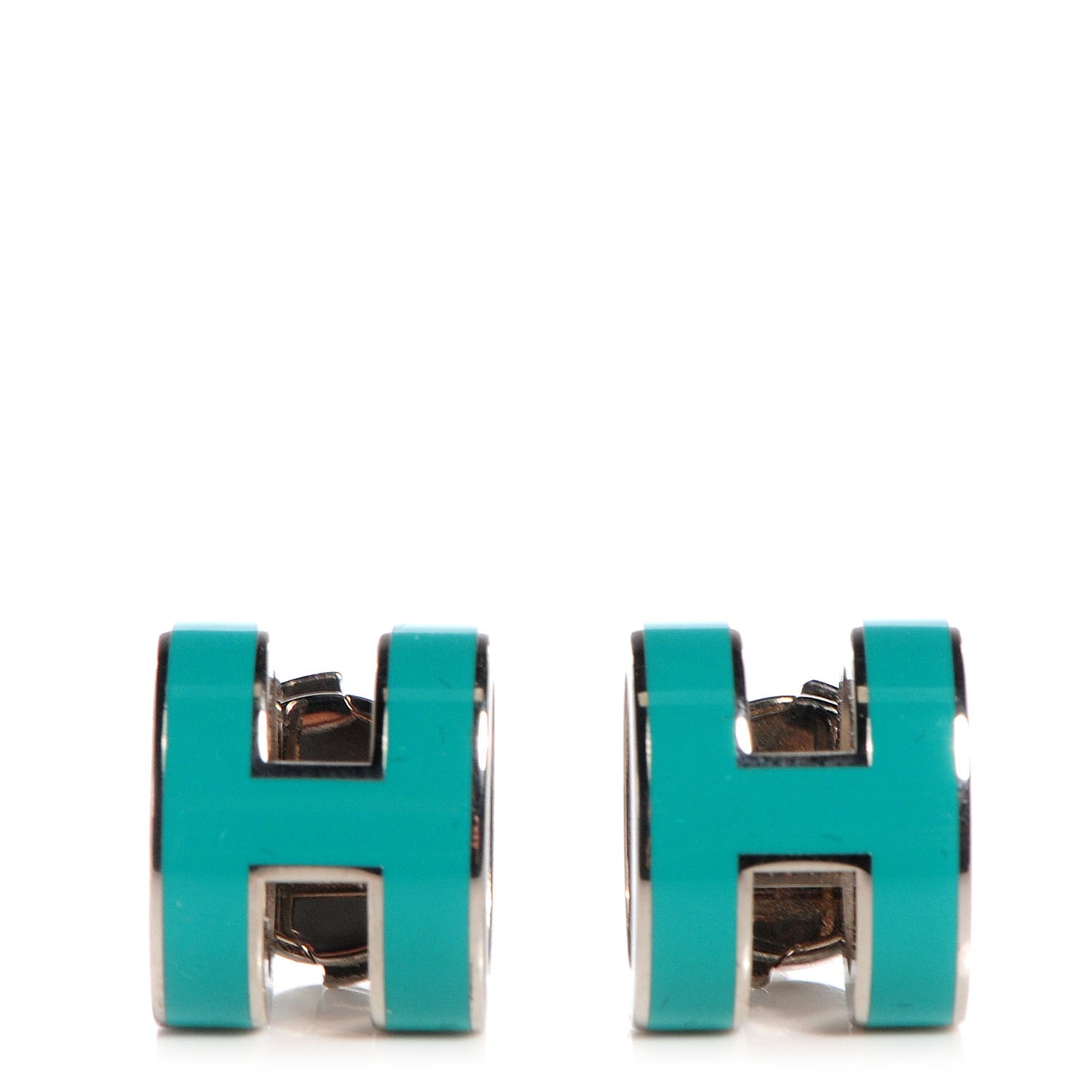 Palladium Lacquered Pop H Earrings Emerald