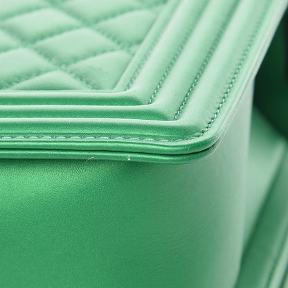 Chanel Metallic Calfskin Quilted New Medium Boy Flap Green 9 of 9