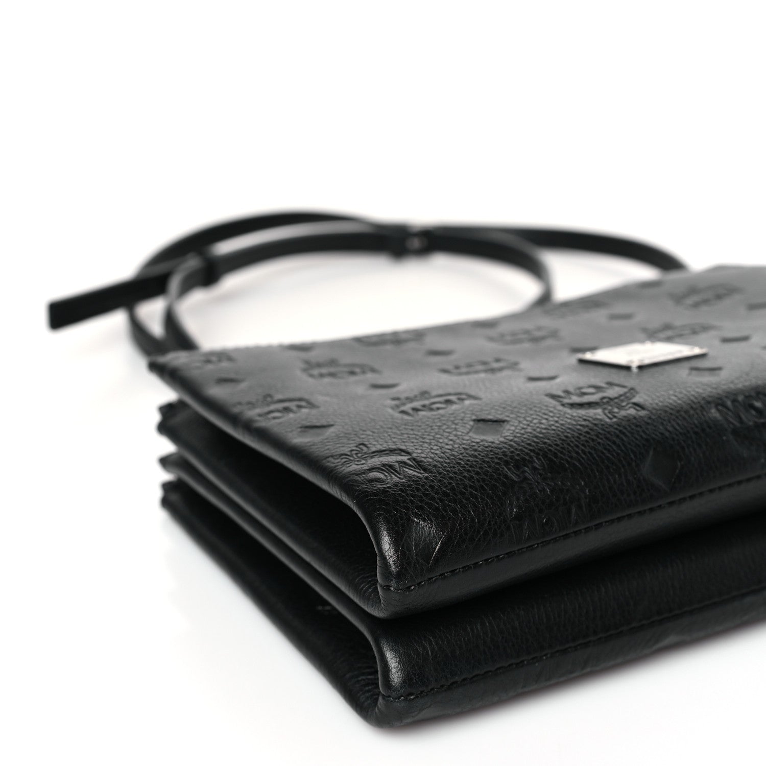 MCM Calfskin Ottomar Monogram Crossbody Zip Messenger Pouch Black 9 of 11