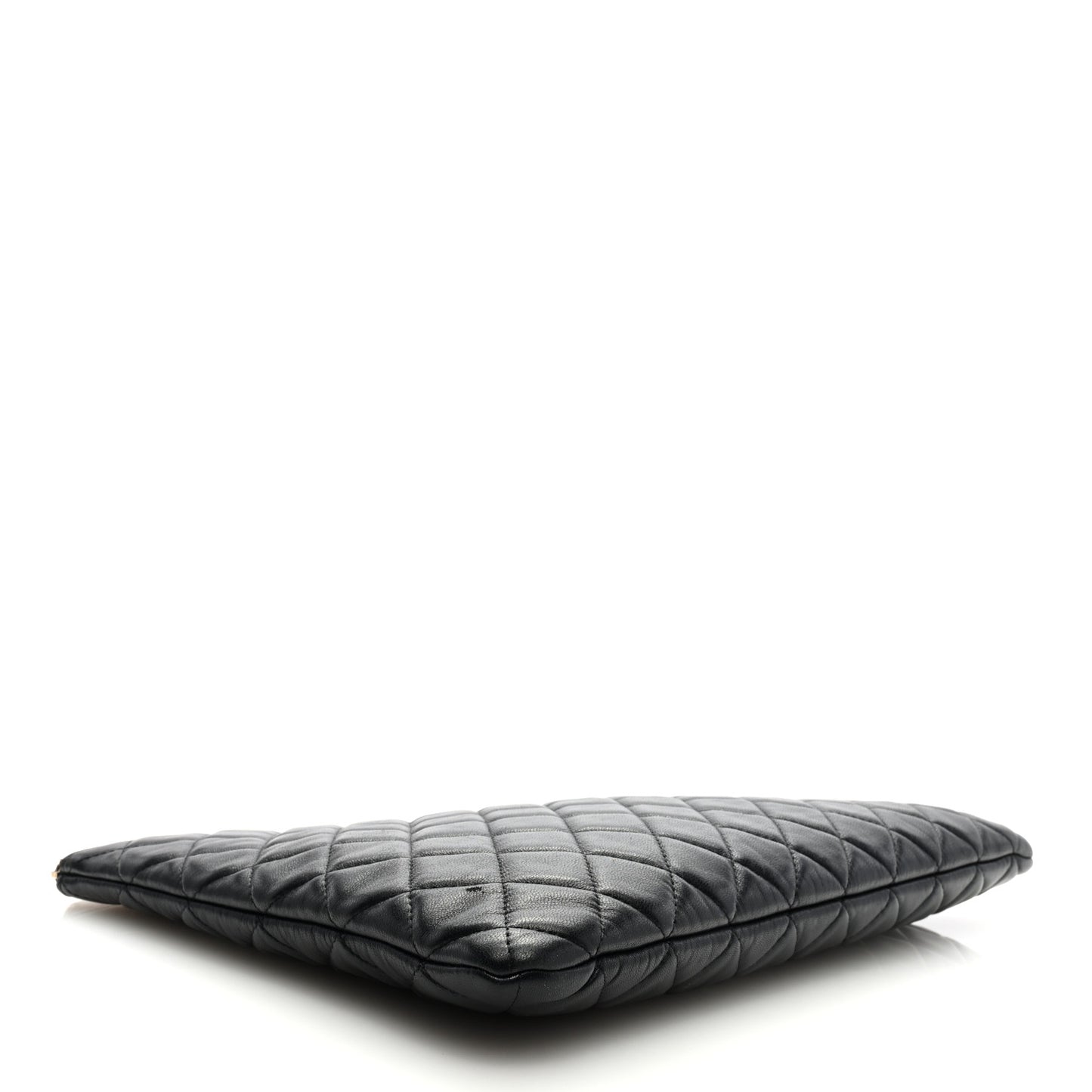 Lambskin Quilted Large Cosmetic Case Black