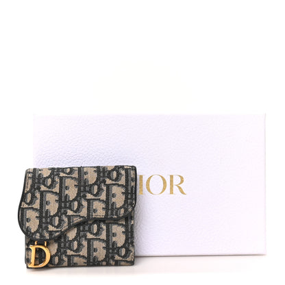 Christian Dior Oblique Saddle Lotus Wallet Blue 9 of 9
