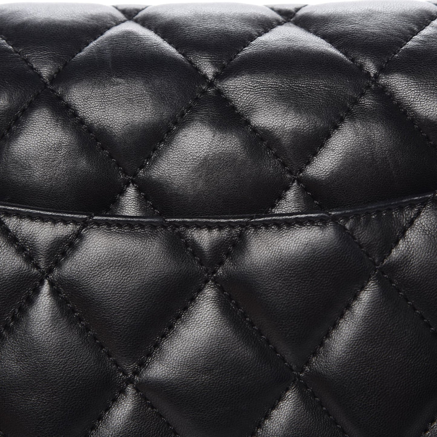 Lambskin Quilted 3 Accordion Flap Bag Black
