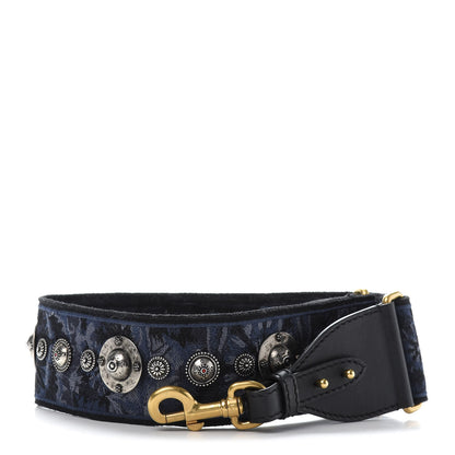 Christian Dior Canvas Embroidered Studded KaleiDiorscopic Adjustable Shoulder Strap Blue 1 of 4