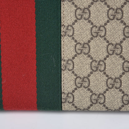 Gucci GG Supreme Monogram Selleria Calfskin Web New Web Cosmetic Case Beige Ebony Cocoa 9 of 10