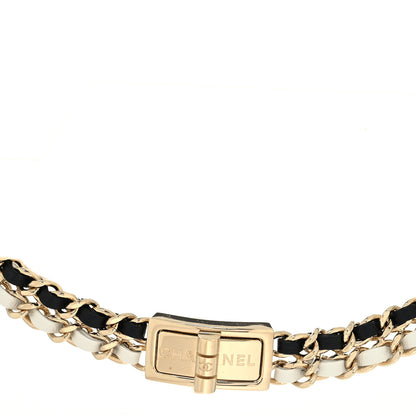 Chanel Metal Lambskin Reissue Lock Choker Necklace Black White Gold 1 of 5