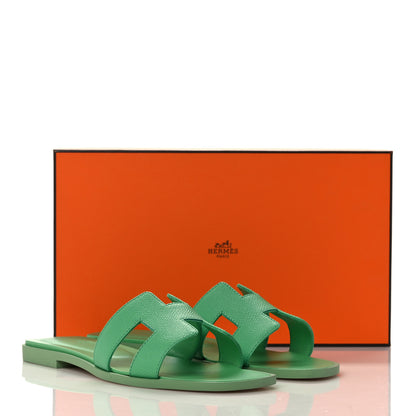 Hermes Epsom Oran Sandals 37 Vert Pomme 9 of 9