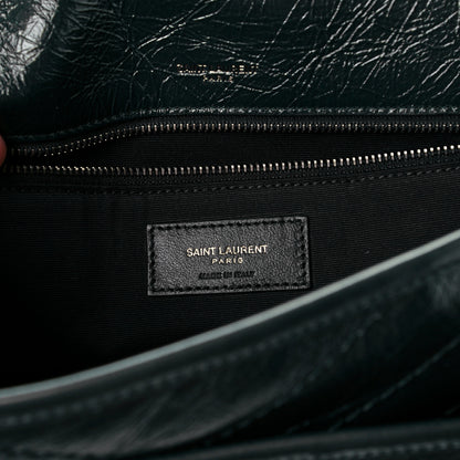 Saint Laurent Crinkled Calfskin Matelasse Monogram Baby Niki Chain Satchel Dark Green 7 of 11