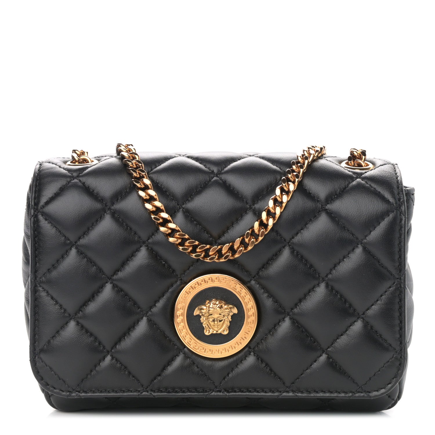 Versace Nappa Quilted Small Medusa Chain Crossbody Black 1 of 10