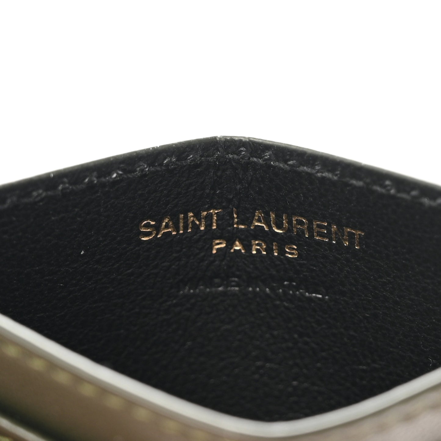 Lambskin Matelasse Chevron Monogram Credit Card Case Olive Wood
