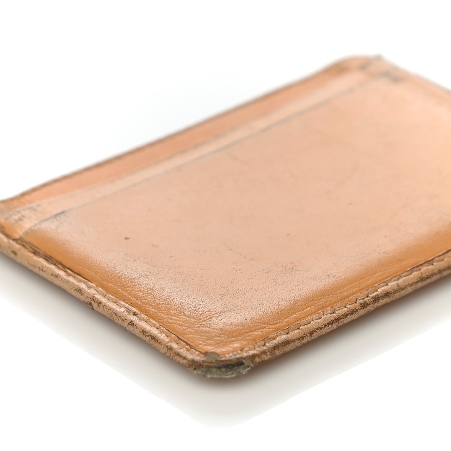 Calfskin Quilted Cambon Card Holder Beige Black