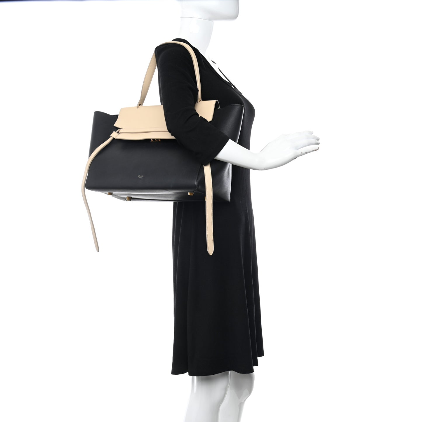 Smooth Calfskin Small Bi-Color Belt Bag Black Cream