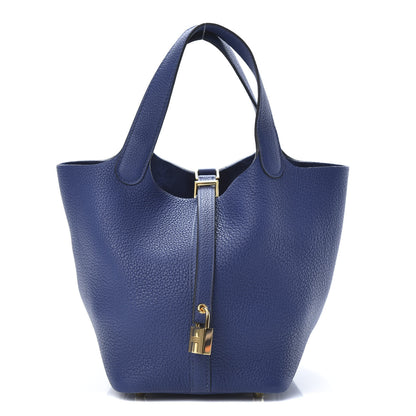 Hermes Taurillon Maurice Picotin Lock 18 PM Bleu Saphir 1 of 11