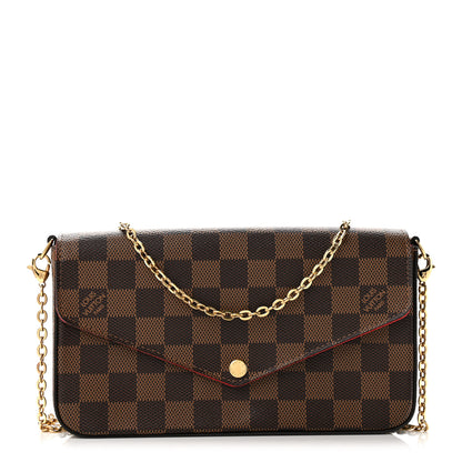 Louis Vuitton Damier Ebene Pochette Felicie Chain Wallet 1 of 12