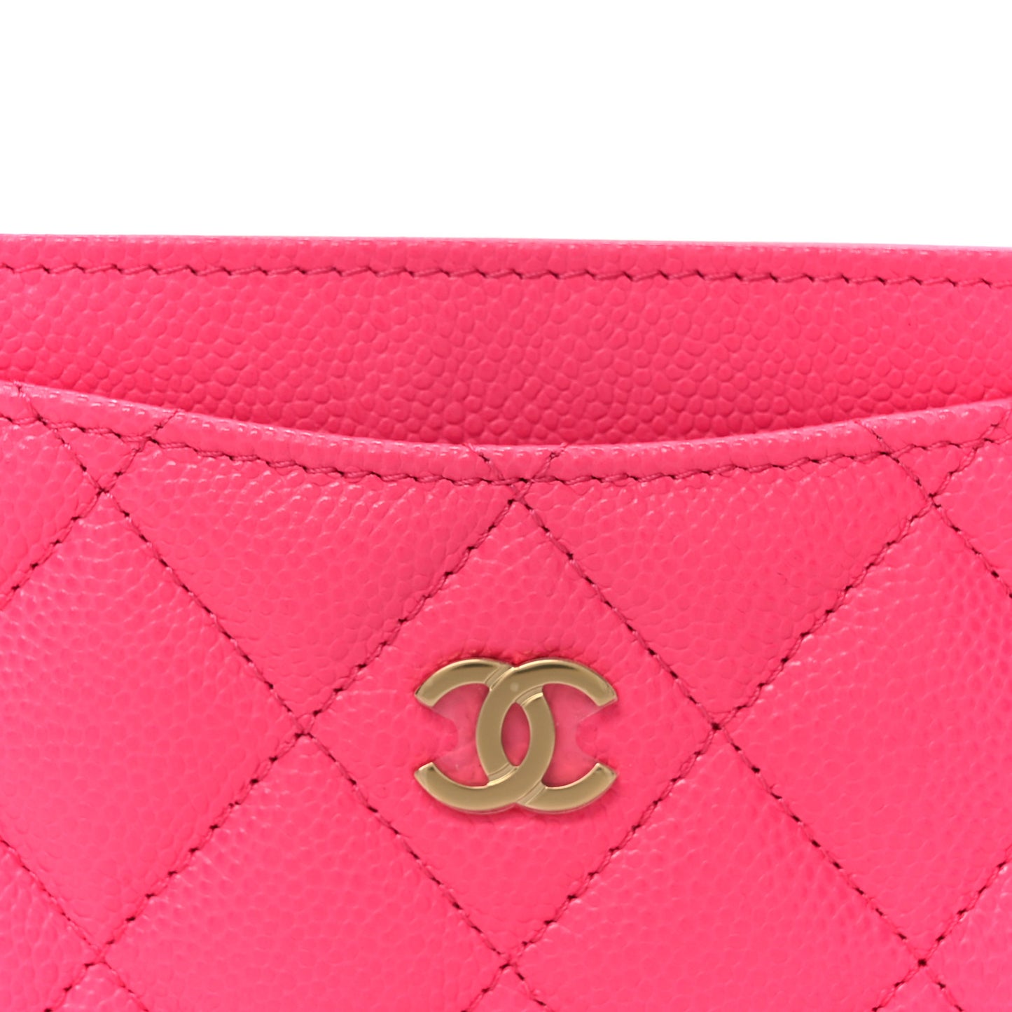 Caviar Quilted Card Holder Fuchsia