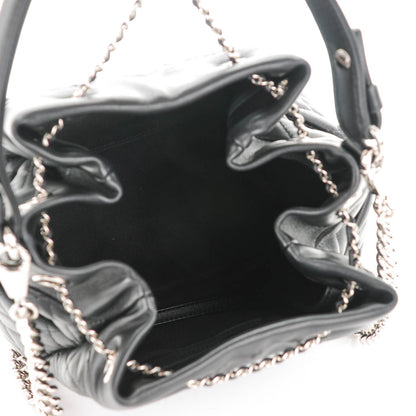 Chanel Lambskin Quilted Small CC Chain Drawstring Tote Black 5 of 7