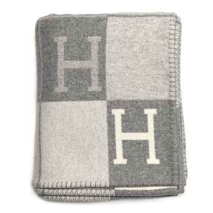 Hermes Wool Cashmere Avalon III Blanket Ecru Gris Clair 1 of 3