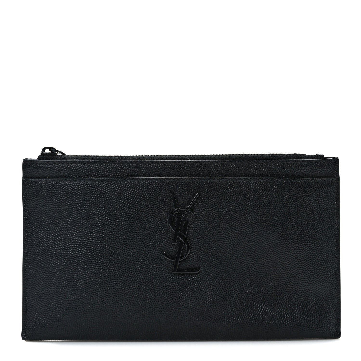 Saint Laurent Grain De Poudre Monogram Bill Pouch Black 1 of 10