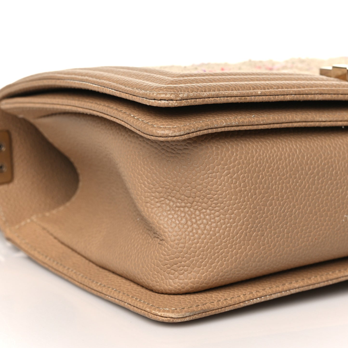 Calfskin Tweed Medium Boy Flap Dark Beige