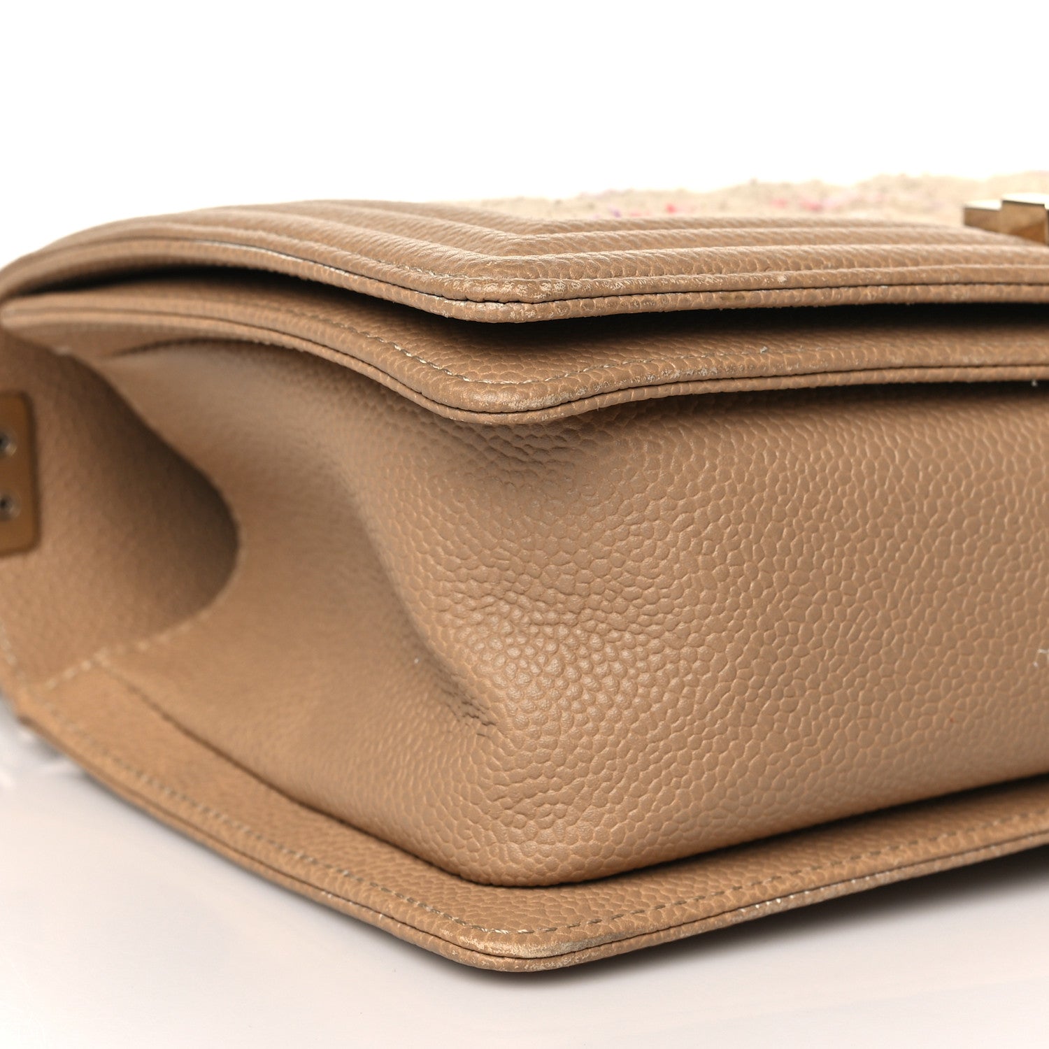 Chanel Calfskin Tweed Medium Boy Flap Dark Beige 8 of 9