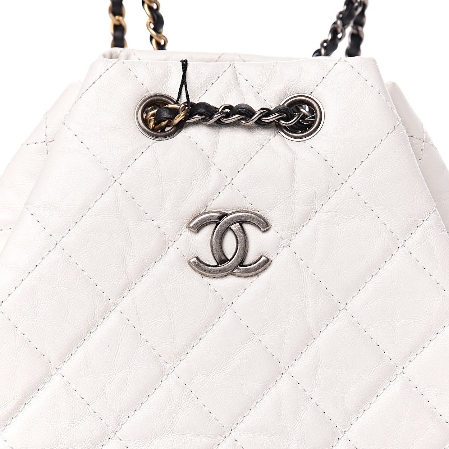 Aged Calfskin Quilted Small Gabrielle Backpack Black White