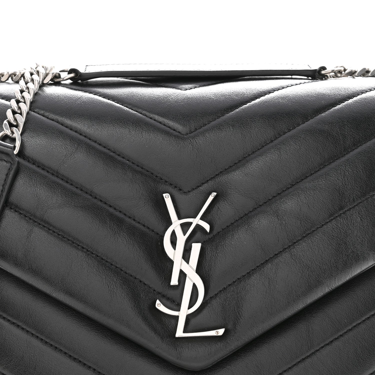 Saint Laurent Calfskin Y Quilted Monogram Medium Loulou Chain Satchel Black 8 of 11