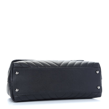 Chanel Caviar Chevron Quilted Medium Coco Handle Flap Black 4 of 9