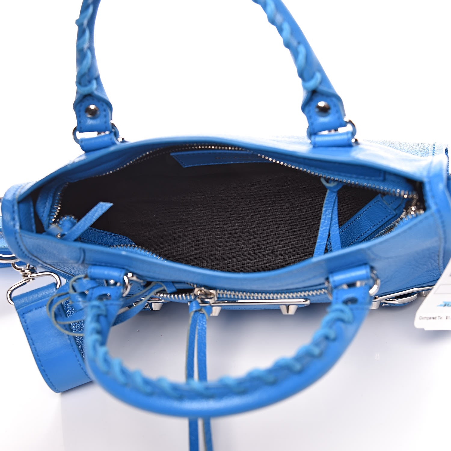 Balenciaga Chevre Silver Metallic Edge Hardware Mini City Bleu Ceylon 5 of 10