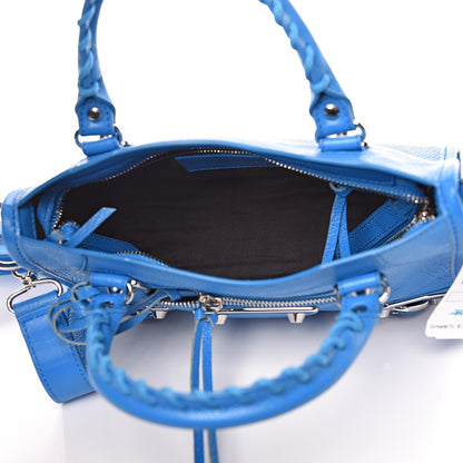 Balenciaga Chevre Silver Metallic Edge Hardware Mini City Bleu Ceylon 5 of 10