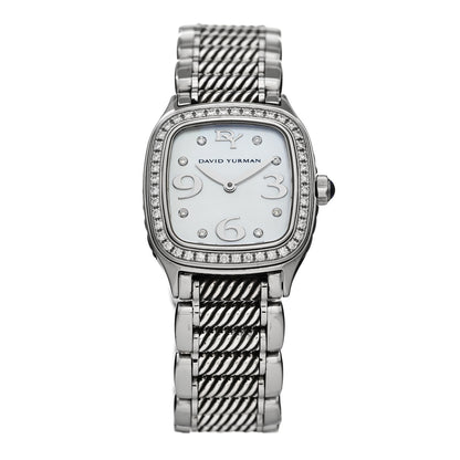 David Yurman Stainless Steel Diamond Bezel Mother of Pearl 25mm Thoroughbred Quartz Watch 1 of 5