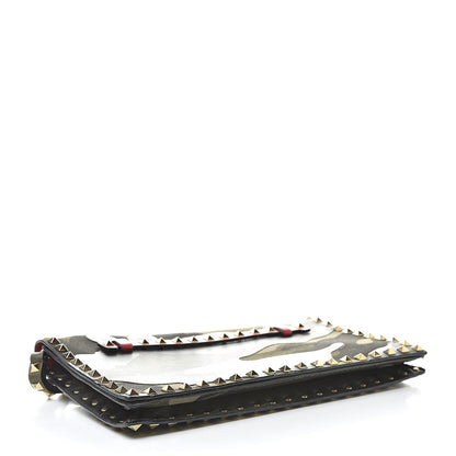 Valentino Garavani Nappa Canvas Camouflage Rockstud Wristlet Clutch Verde Rouge 4 of 12