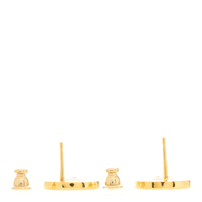 Chanel Metal Paris Button Stud Earrings Gold 3 of 4
