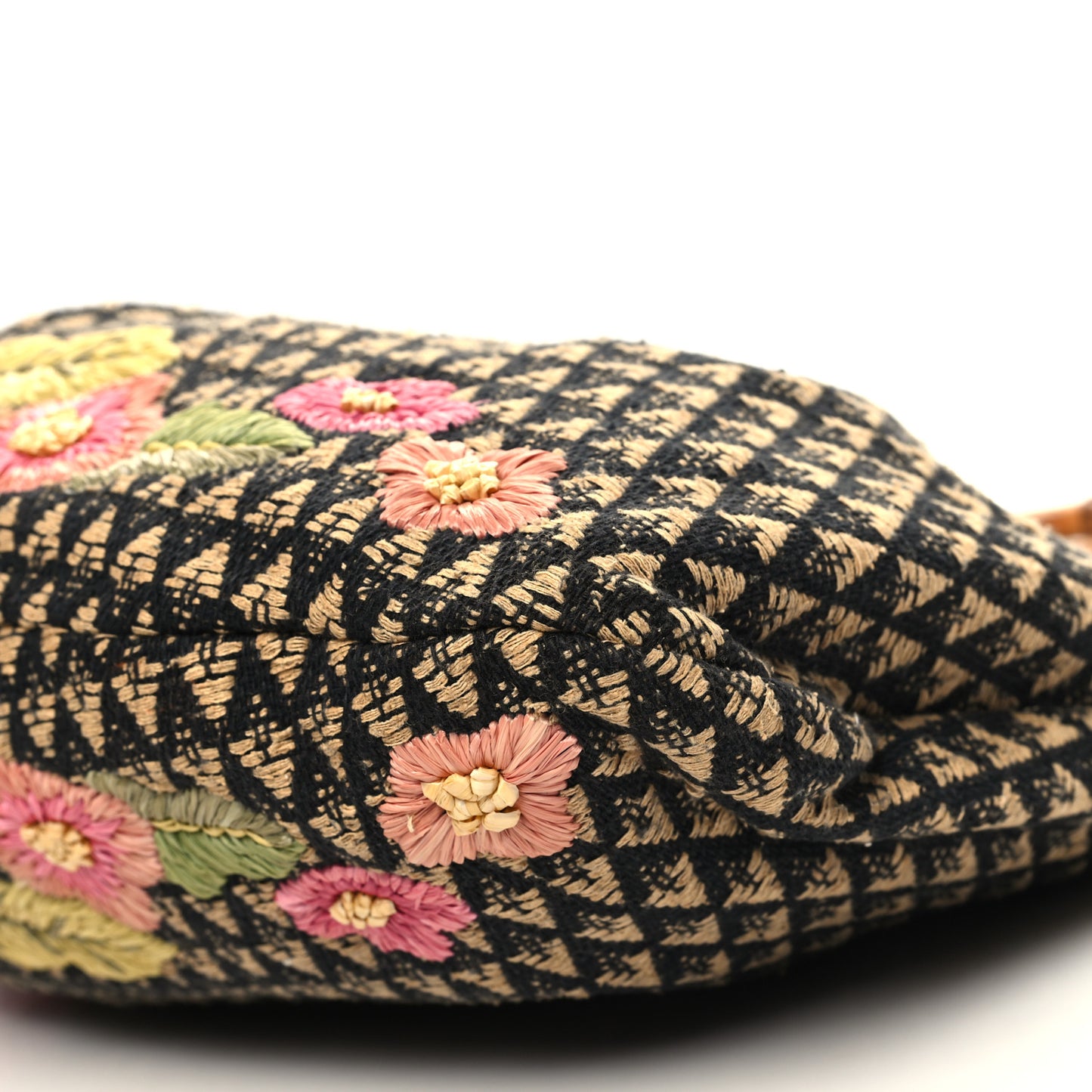 Canvas Raffia Lizard Bamboo Floral Hobo Brown Multicolor