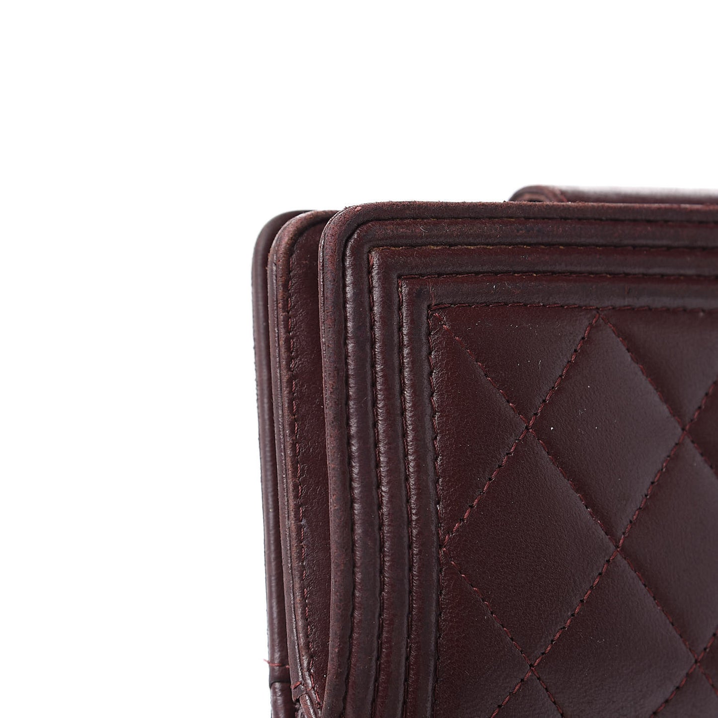 Lambskin Quilted Boy Zipped Pocket Wallet Burgundy