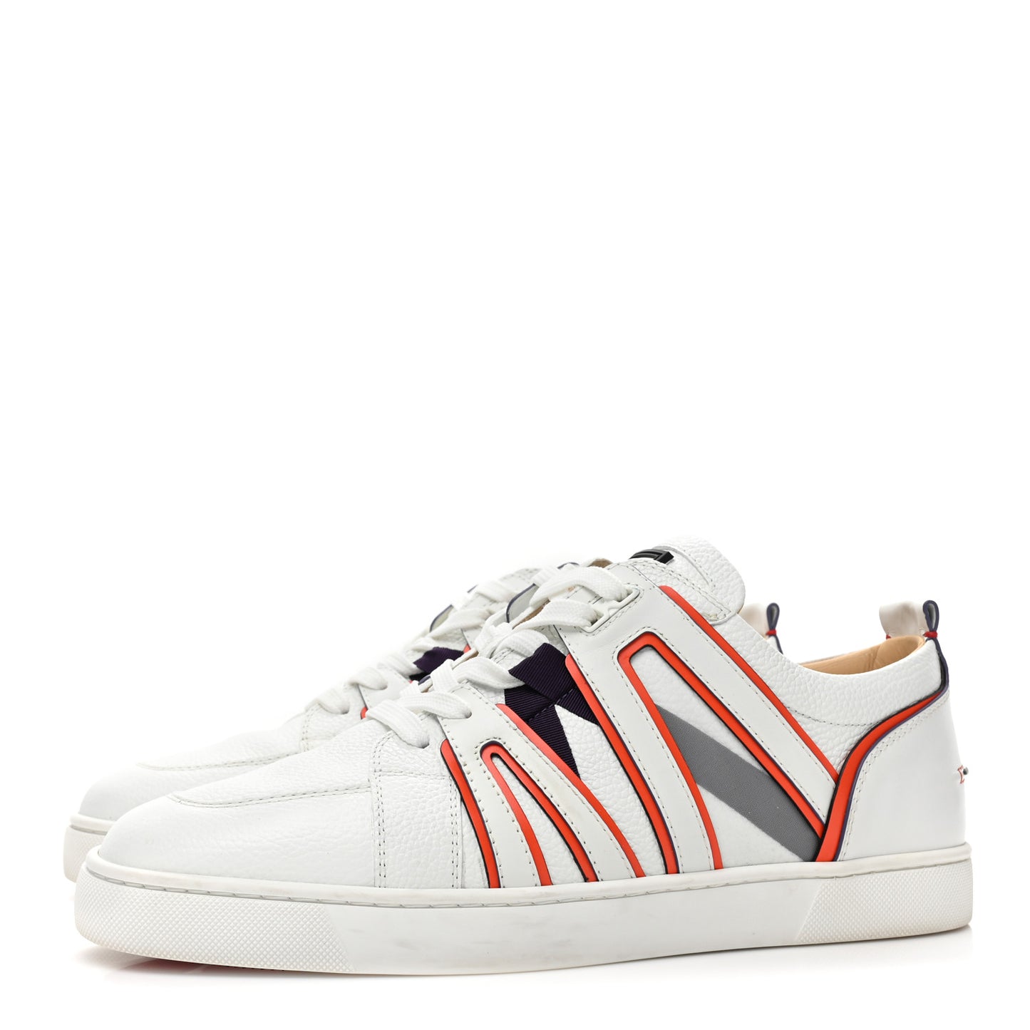 Grained Calfskin Mens Vida Viva Sneakers 44 White Red Black
