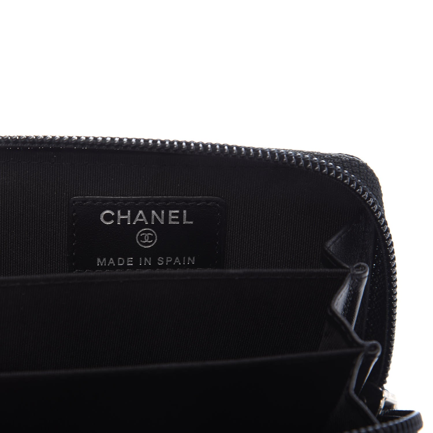 Chanel Caviar Chevron Quilted Boy Zip Around Coin Purse Wallet Black 6 of 8