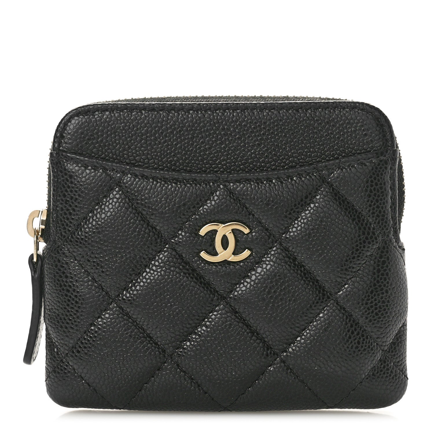 Chanel Caviar Quilted Zip Card Holder Wallet Black 1 of 9