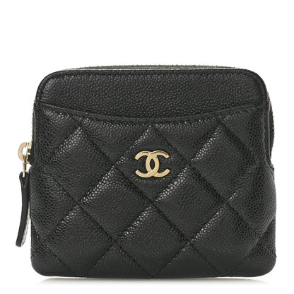 Chanel Caviar Quilted Zip Card Holder Wallet Black 1 of 9