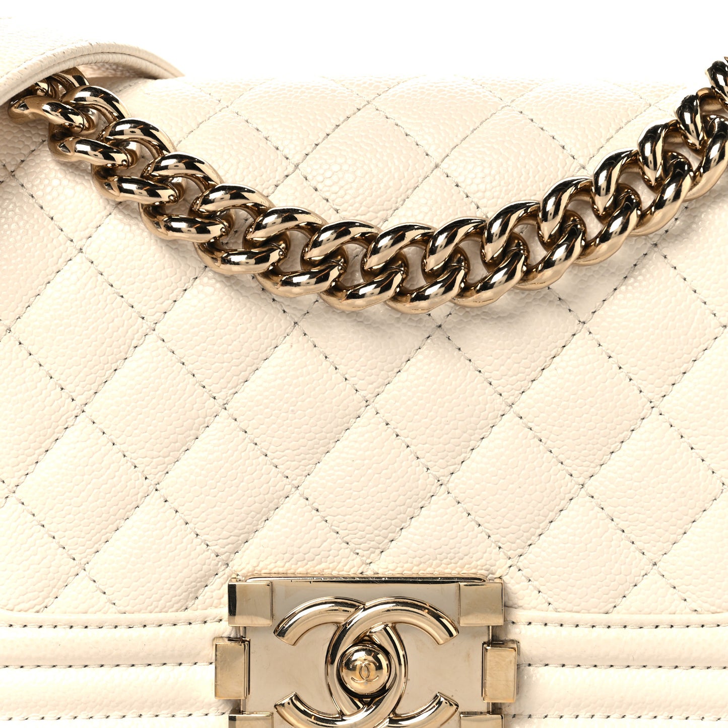 Caviar Quilted Small Boy Flap White