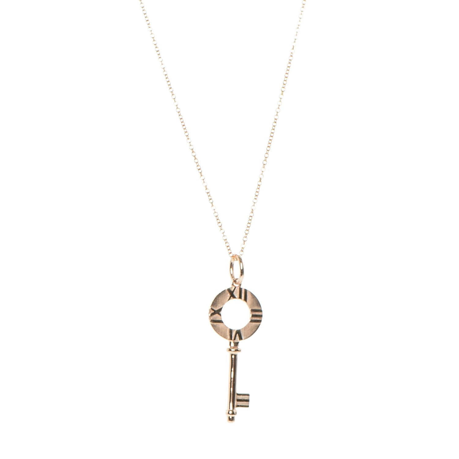 Tiffany 18K Rose Gold Atlas Key Pendant Necklace 1 of 8