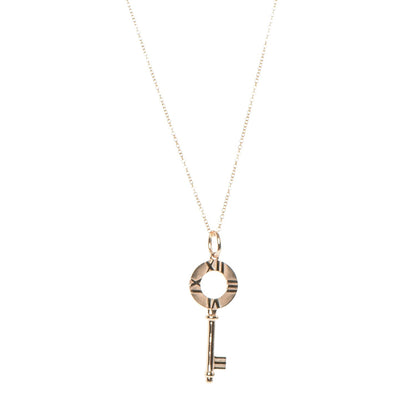Tiffany 18K Rose Gold Atlas Key Pendant Necklace 1 of 8