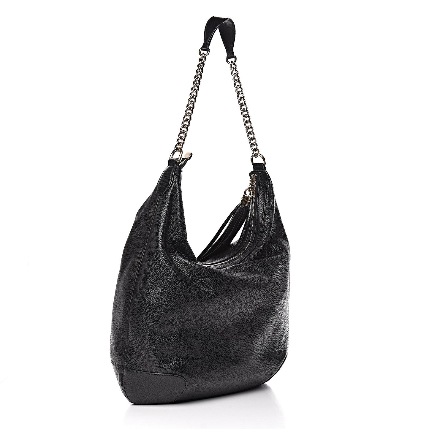 Pebbled Calfskin Medium Soho Chain Hobo Black