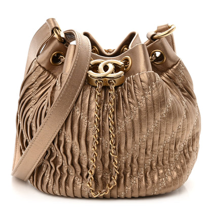 Chanel Metallic Lambskin Small Coco Pleats Drawstring Bag Gold 1 of 10
