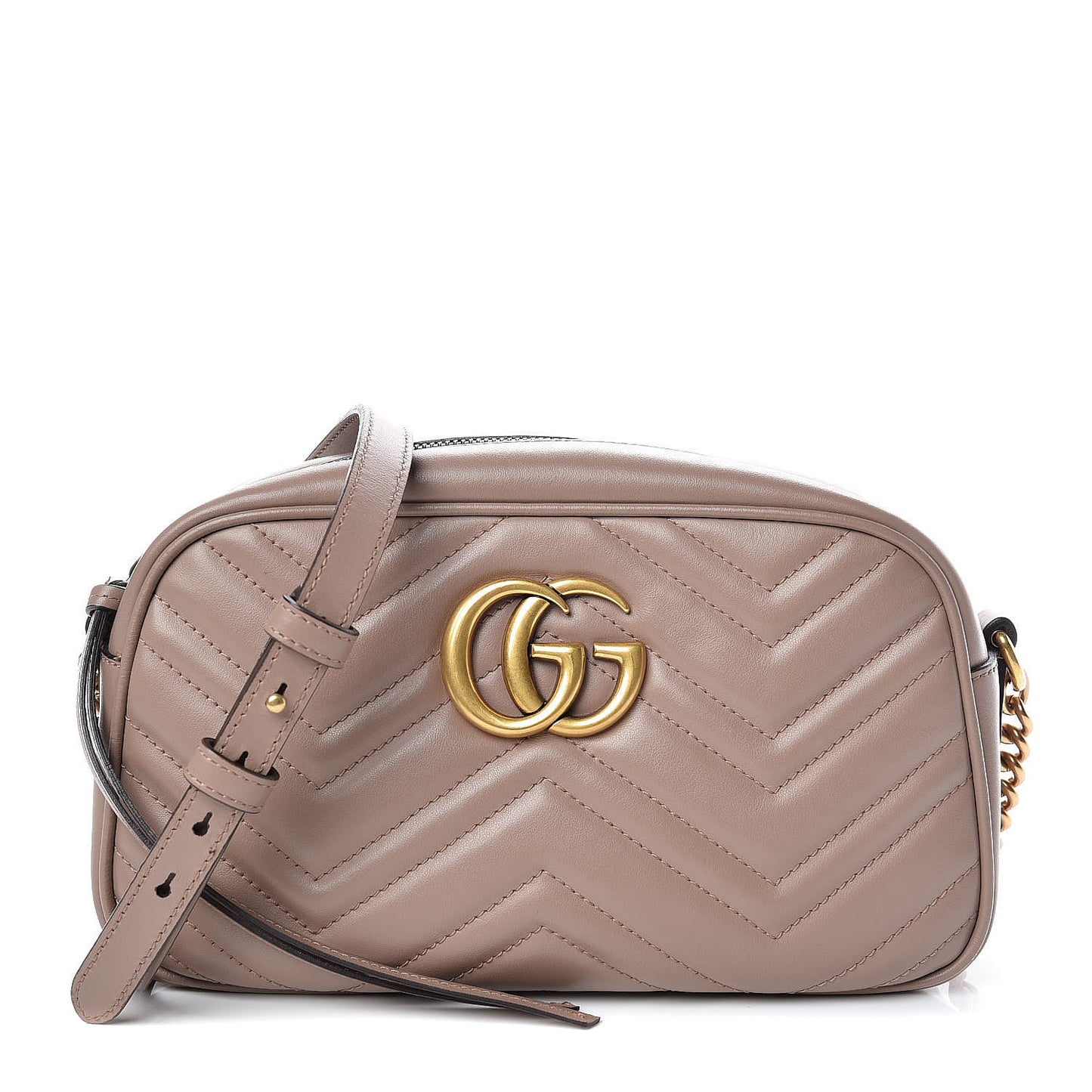 Calfskin Matelasse Small GG Marmont Chain Shoulder Bag Taupe