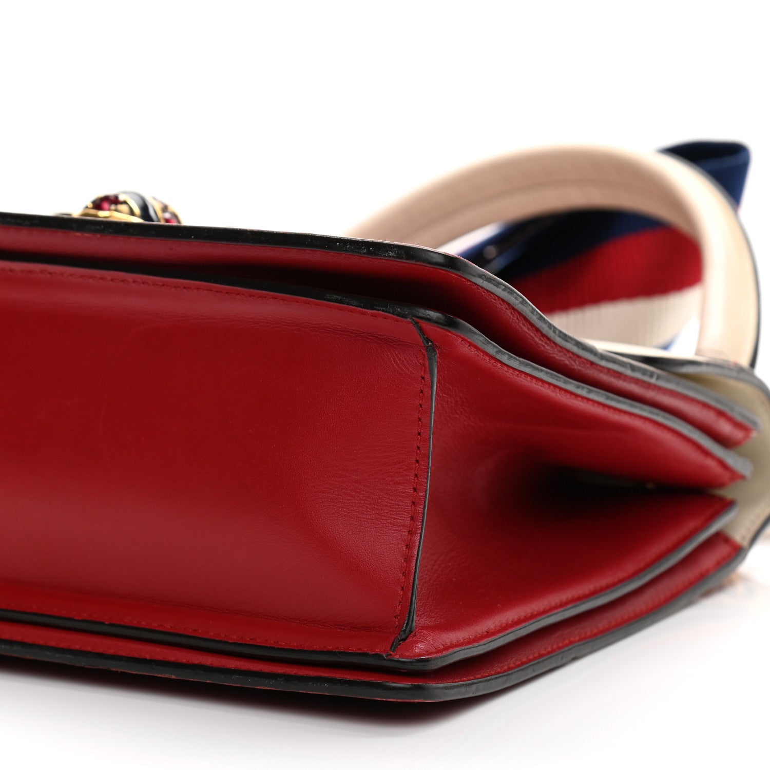 Gucci Calfskin Sylvie Web Small Queen Margaret Top Handle Bag Hibiscus Red Mystic White 10 of 16